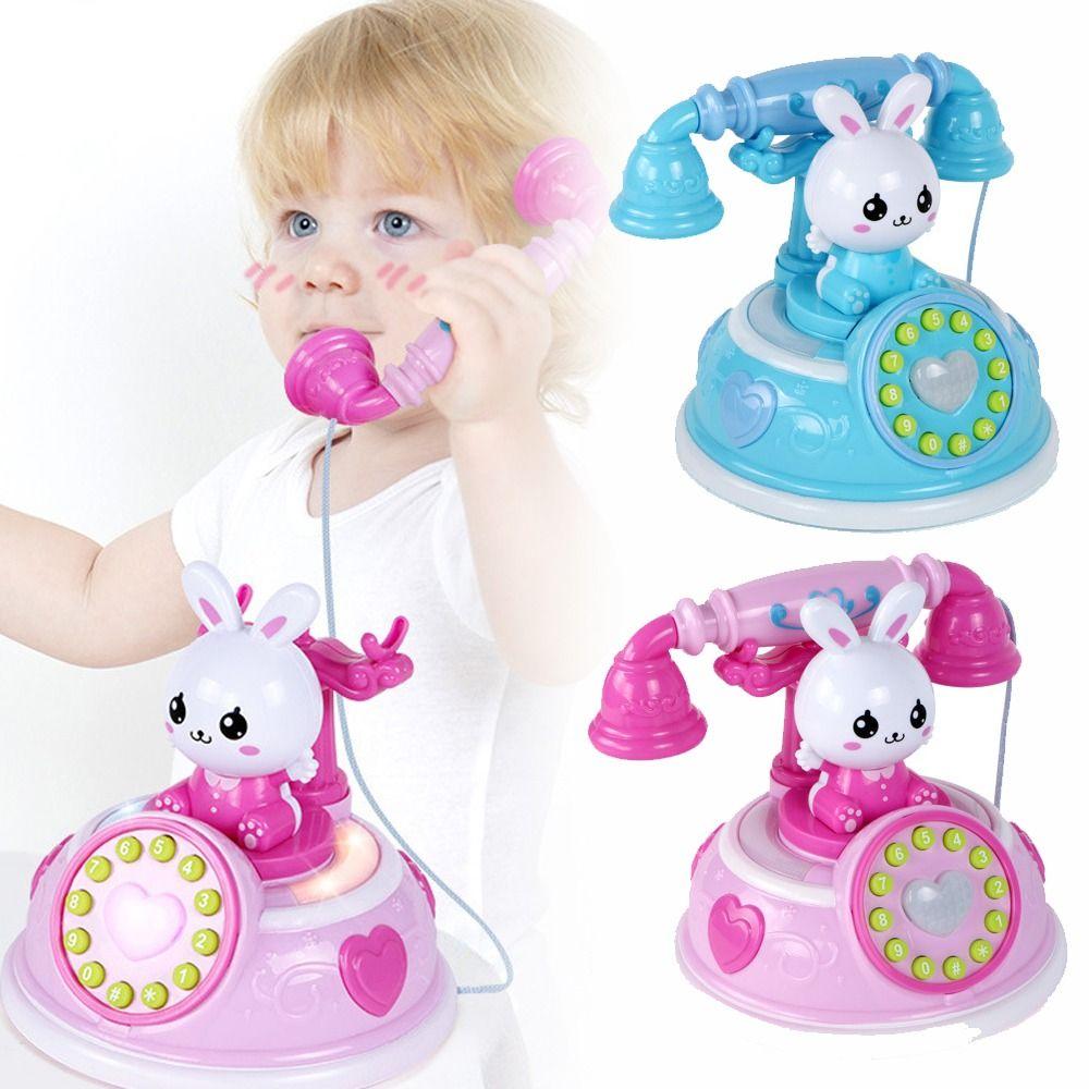 

Cartoon Lights Sound Baby Learning Toys Retro Simulation Phone Early Education Toy Children s Toy синій