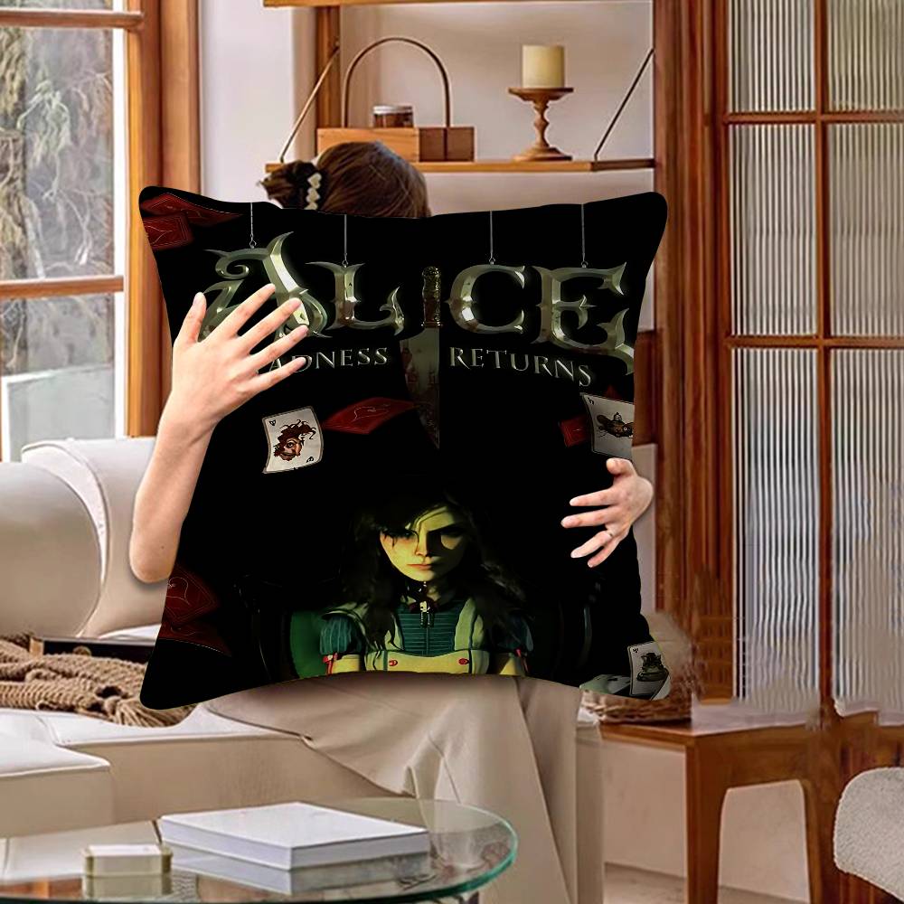 A-Alice M-Madness R-Returns Classic Cushion Cover Car Throw Pillow Case For Sofa Car Christmas Gift 40X40Cm 45X45Cm