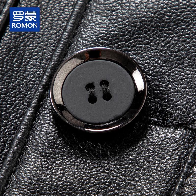 ROMON Men's Mid-Length Loose Fit Genuine Leather Jacket