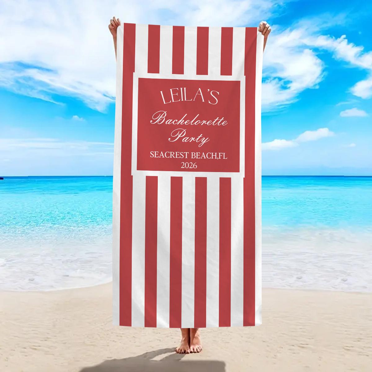 1PC Customizable striped beach towel, personalized name customization, quick drying and absorbent striped beach towel 150x75cm