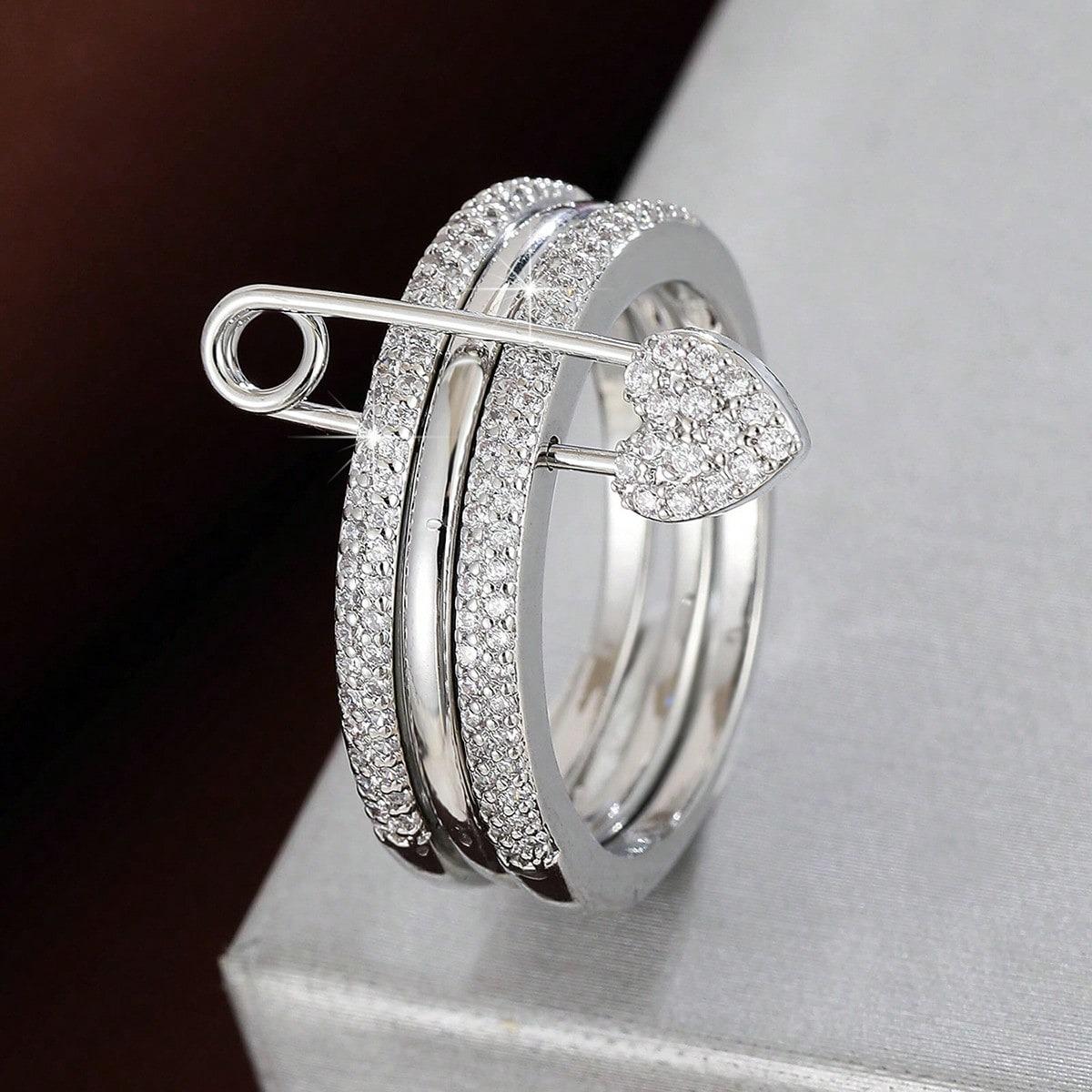 Трехцветное съемное женское кольцо: Хит продаж: Микро-паве из циркония Size 9