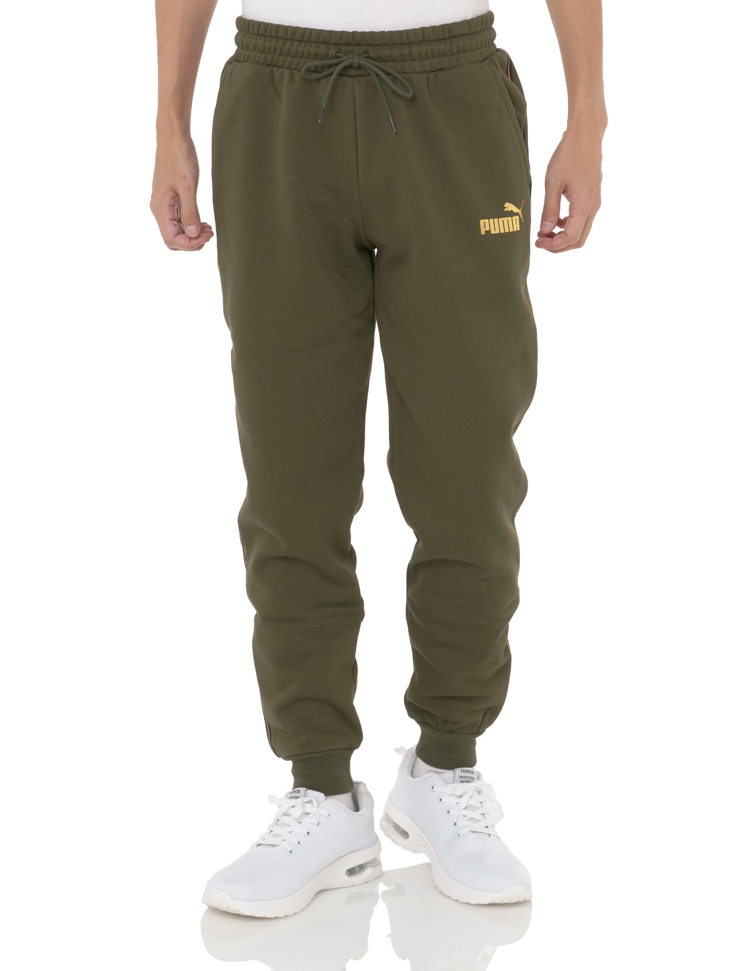 

Повседневные длинные брюки из джерси с матовой подкладкой ESS TAPE MINIMAL GOLD спортивные брюки FL 685331 24 цвет темно-оливковый [PUMA] мужские осень/зима (70)