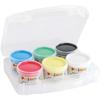 PRIMO 228TXD100SP Textile Finger Paint In 100 Gr. Pot, Multifunction Case, 6 Colours.