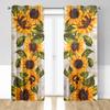 2 Pieces, Vibrant Countryside Sunflower Curtains - Semi Transparent - Suitable for Living Room, Bedroom, Office Home Decoration.