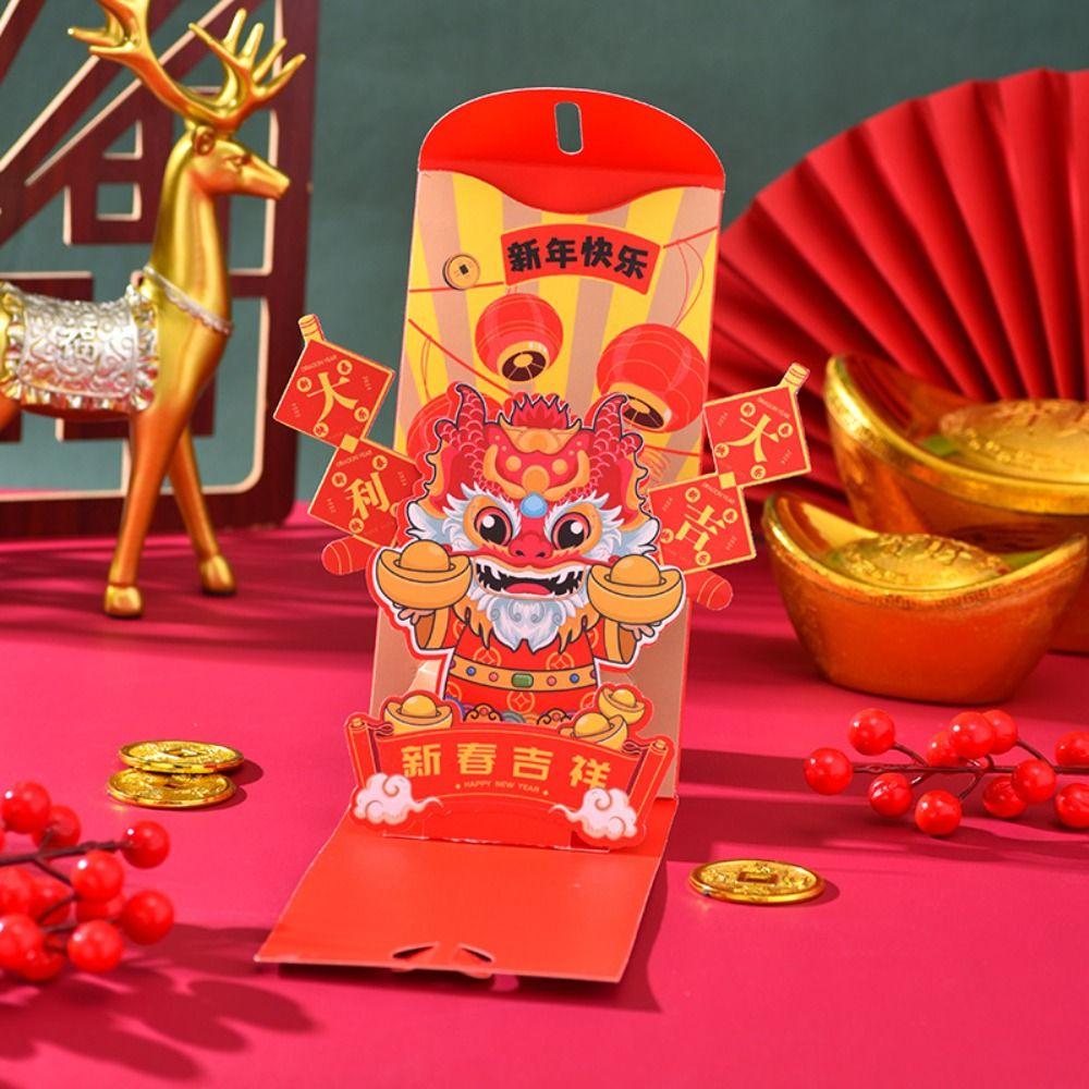 

Красный конверт Года Дракона CNY Ангпао Складные конверты-пакеты Весенний фестиваль