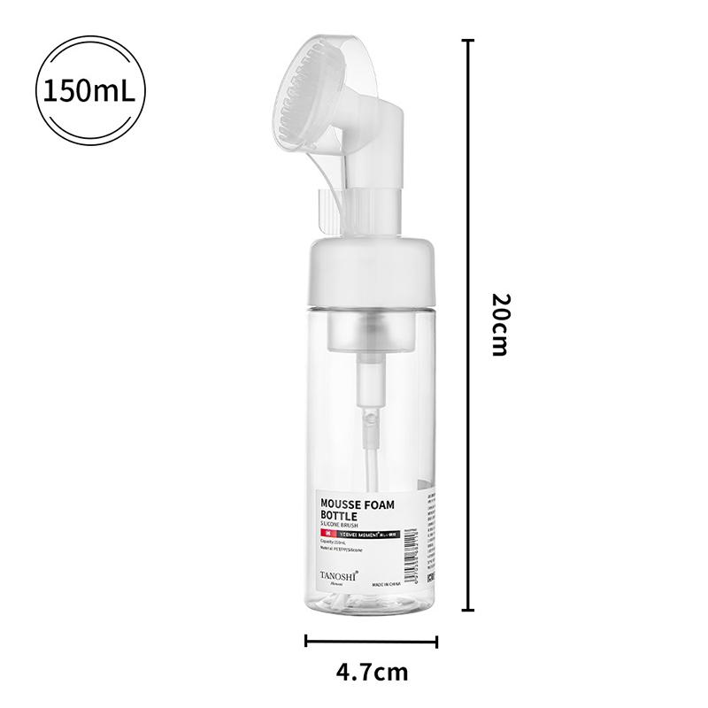 1 stk 30/60/100/150 ml Tom Skum-pumpeflaske med Silikonbørstehode Trykktype Ansiktsrenseskumflasker