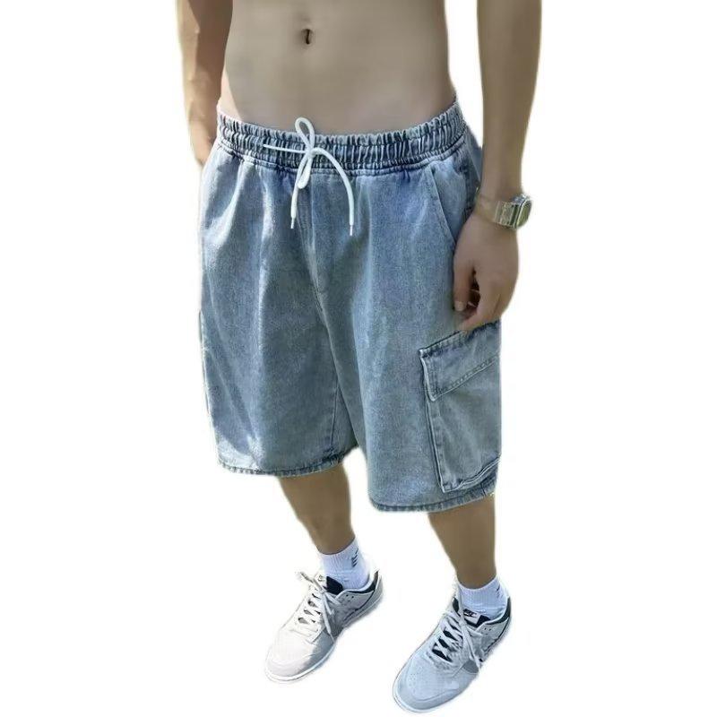 Summer Men Denim Short Streetwear Vintage Korean Harajuku Pocket Jeans Shorts Hip Hop Cargo Pants Oversized Bottoms Male Clothes