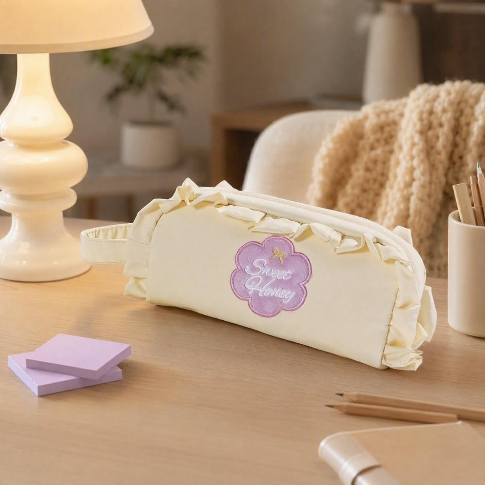 Love Heart/Flower Korean Style Pen Bag Y2k Print Cloth Stationery Bag Student Girl Boy