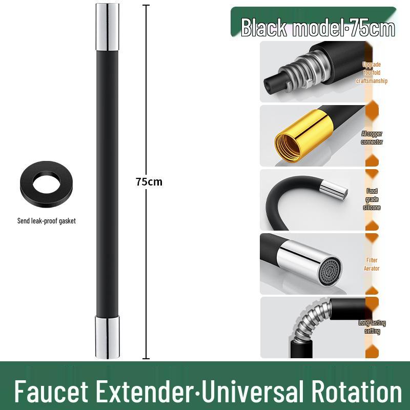 Univerzální měděná prodlužovací trubka k baterii s otočnou měkkou hadicí proti stříkání