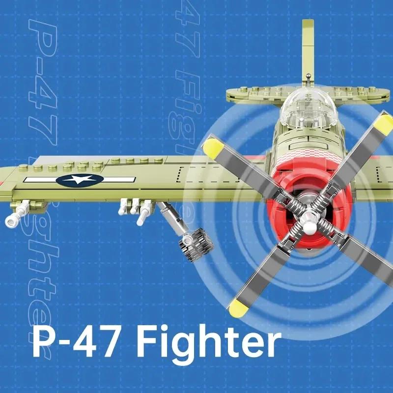 Olika Typer ww2 Armé P47 Jaktplan Byggklossar Spitfire Militär Soldat Pilotfigurer Vapenklossar Planleksaker för barn