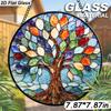 2D Flat, 1pc Rainbow Tree of Life Round Glass Suncatcher, Colorful Life of Tree Stained Glass Style Window Hanging, Multicolor Leaves Design with