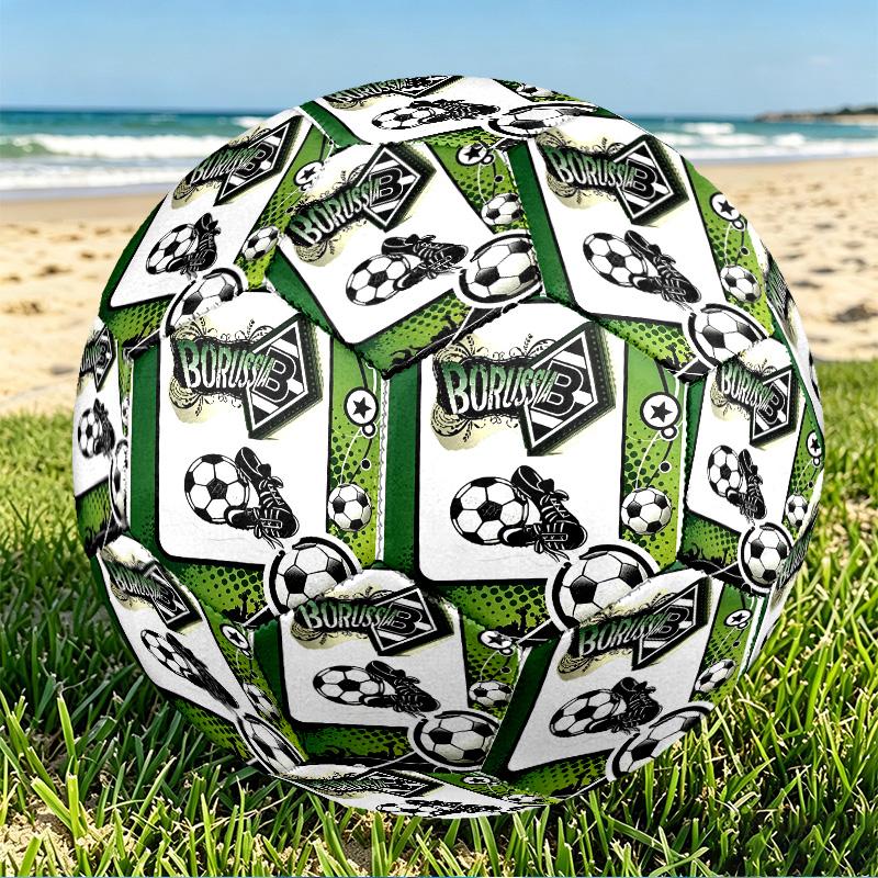 Borussia Monchengladbach Print Size 5 Soccer Ball, PU Wear Resistant Football for Match Training and Daily Practice, Birthday Gift for Soccer Fans