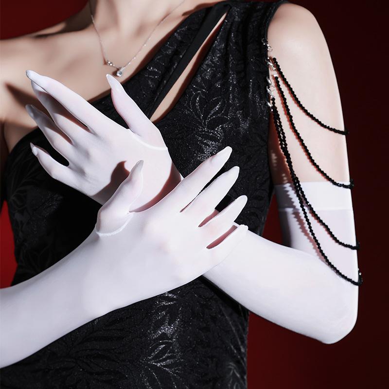 Glossy Black Silk Stockings And Gloves For Women, Sexy And Sensual, Silky And Oily