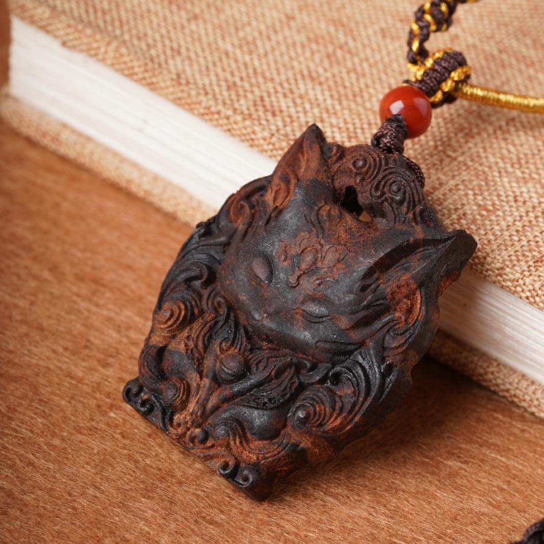 Natural Hainan Agarwood Carved Five Emperors Coins Pendant Necklace No Cord (Contact for Cord)