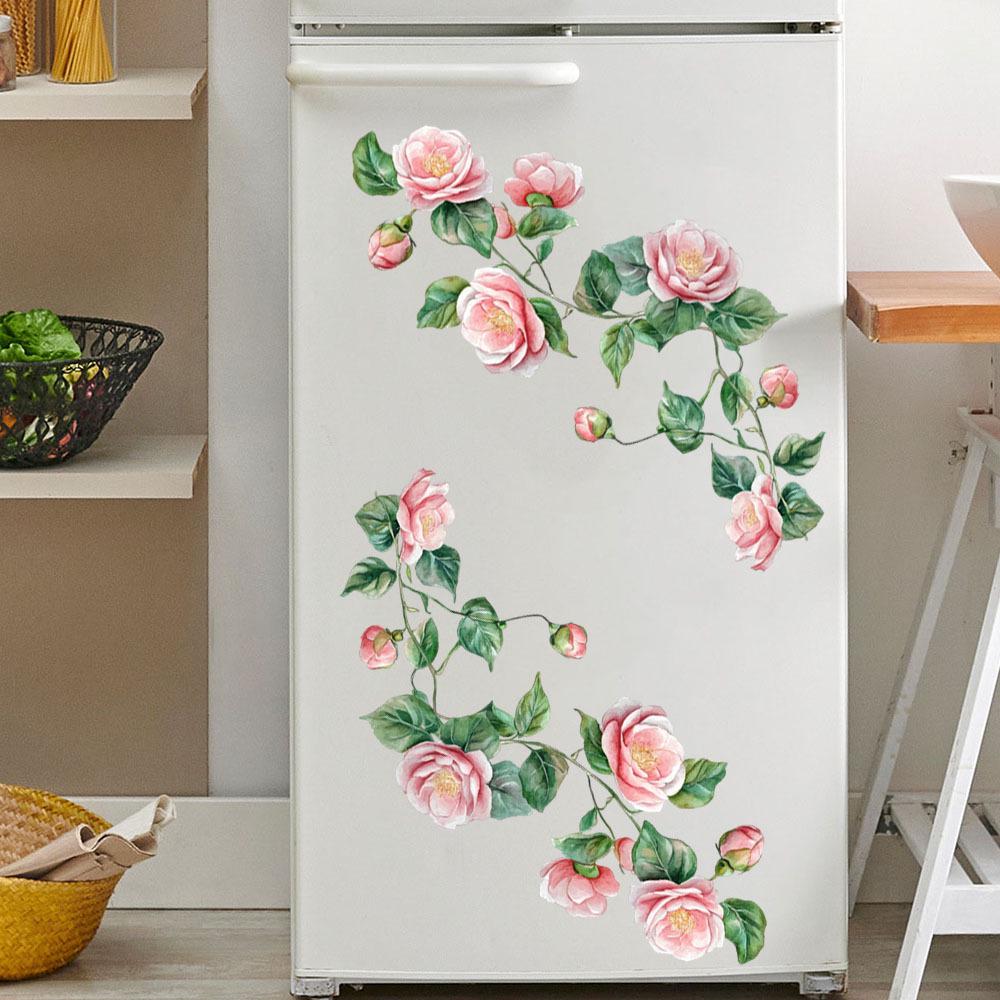 Removable Peony Vine Wall Sticker for Living Room, Bedroom, or Glass Cabinet