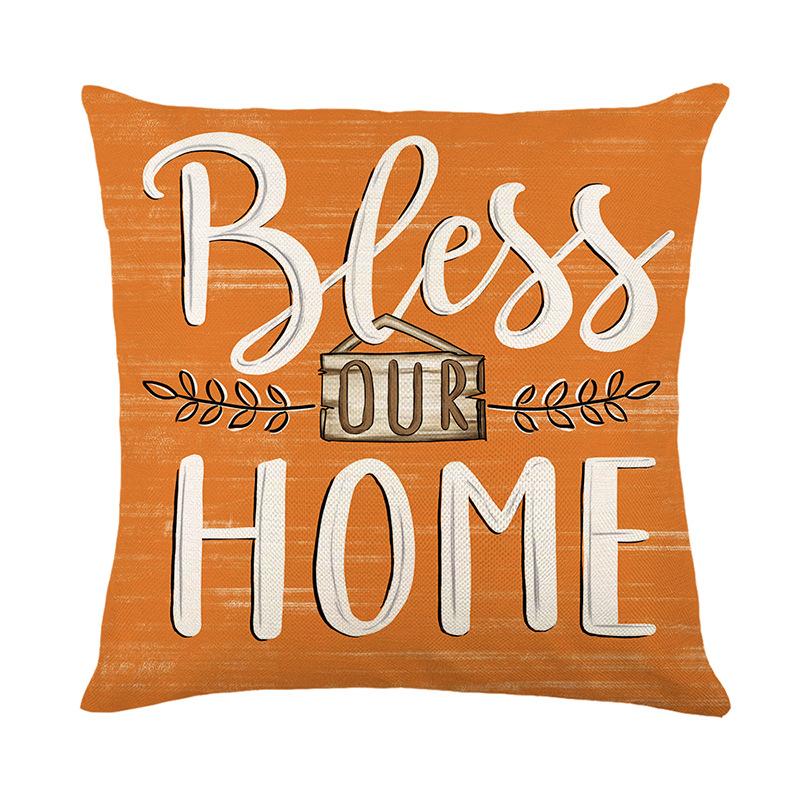 Autumn Harvest Series Pillow Cover Linen Printed Pumpkin Pillow Cover Living Room Bedroom Decoration Cushion Cover