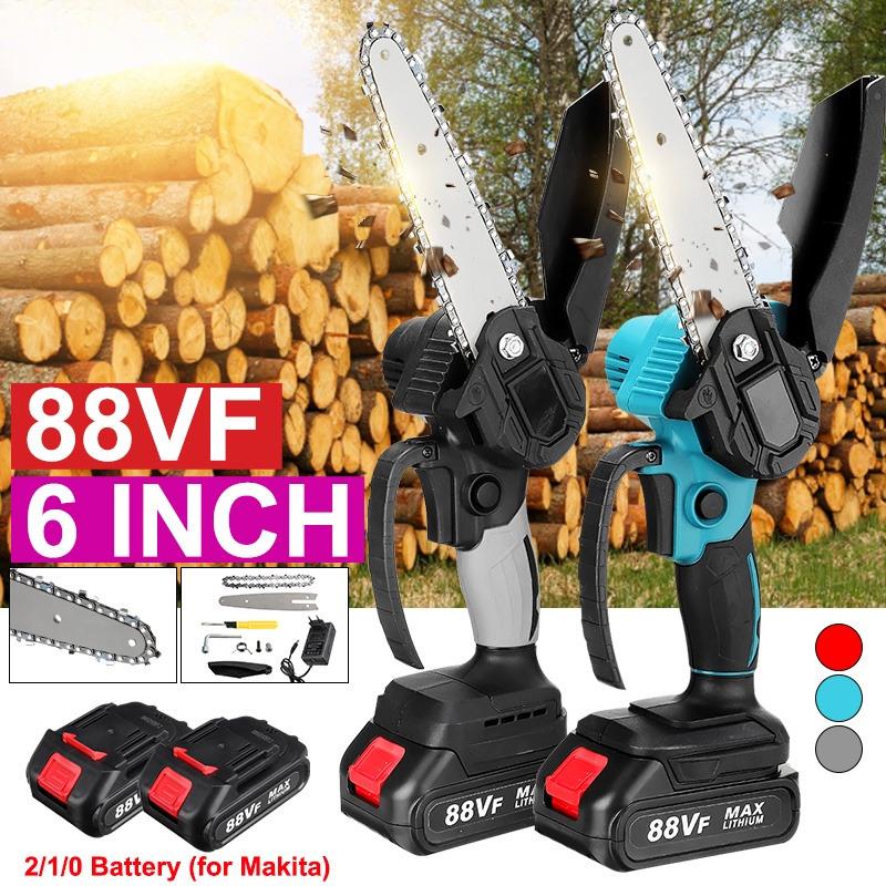 2000W 6 Zoll Elektrische Kettensäge Wiederaufladbare Kettensägen Einhand Lithoum-Batterie Holzschneider