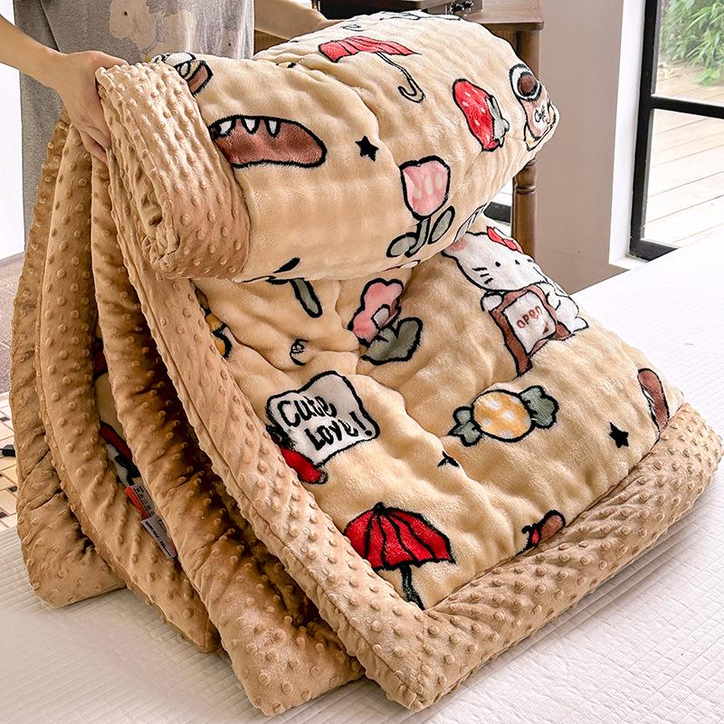 2025 Winter Imitation Rabbit Fur High-Weight Three-Layer Quilted Blanket