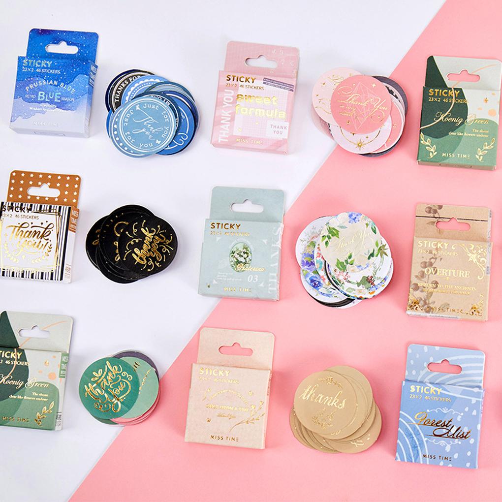 46 Pieces/Set Party Round Paper Sticker Gift Bag Favor Pouch Self Adhesive Label Decoration Packaging Accessories