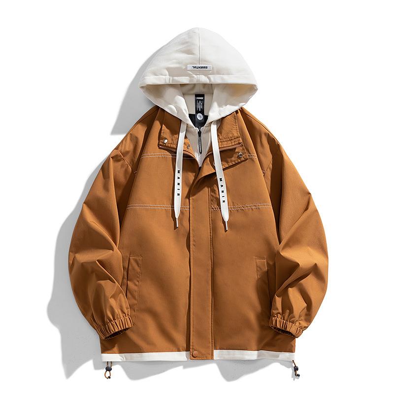 2026 Frühling und Herbst Neue Kapuzenjacke Herren Modemarke Port-Stil Fake Two Lässiger Mantel Herren