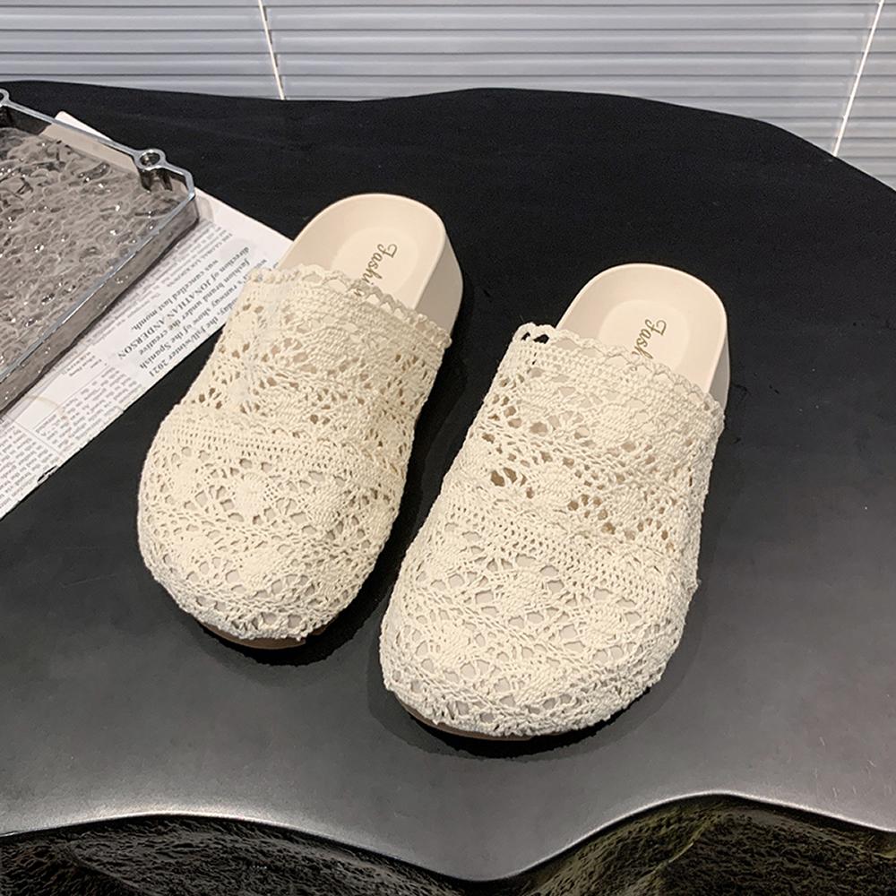 

Платформа Женские Тапочки Балетки Повседневные Мюли Обувь Дизайнерские Сандалии 2025 Летняя Мода Шлепанцы Новые Слингбэки Mujer De Zapatillas 40 бежевый