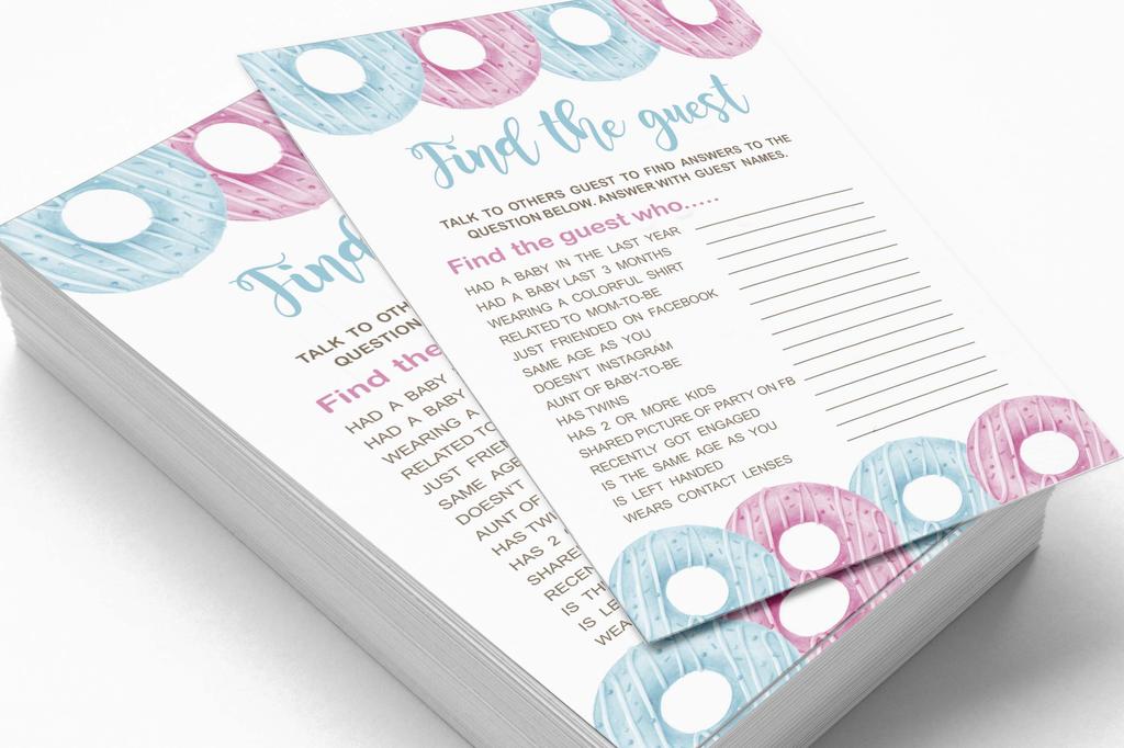 Inkdotpot Donuts Baby Shower Game Set Of 50 BabyA  AlphabetA  ABCA  Game He Or She Party