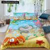 Kids Cartoon Ocean Animal King Queen Bedding Set Underwater World Duvet Cover Marine Life Quilt Cover Polyester Comforter Cover