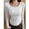 Women's U-Neck Slimming Long Sleeve Base Layer Top - Stylish Autumn/Winter Wear