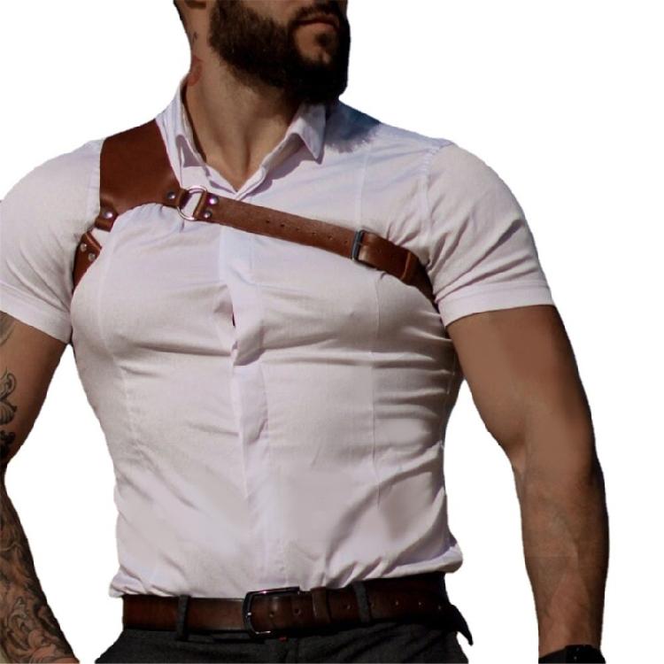 Herren Körper Brustgurt Gürtel Punk Gothic PU Leder Schulterkäfig Gürtelriemen