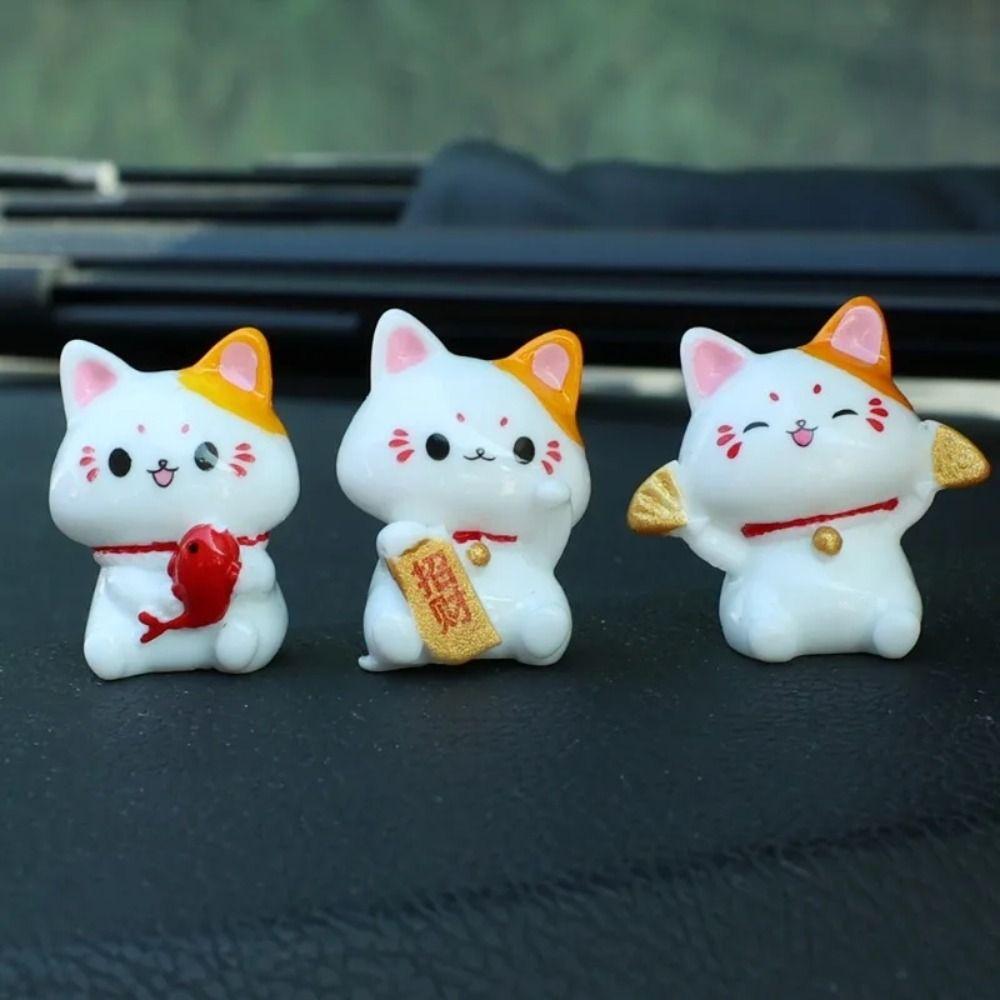 Mini Lucky Cat Car Ornaments Cute Cat Micro Landscape Ornament Garden Landscape