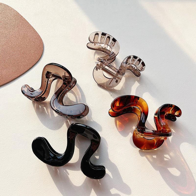 Wave Large Hair Claw Clips Crab Clamps Women Girls PC Jelly Leopard Ponytail Holder Hair Barrettes Hairpin Hair Accessoires New