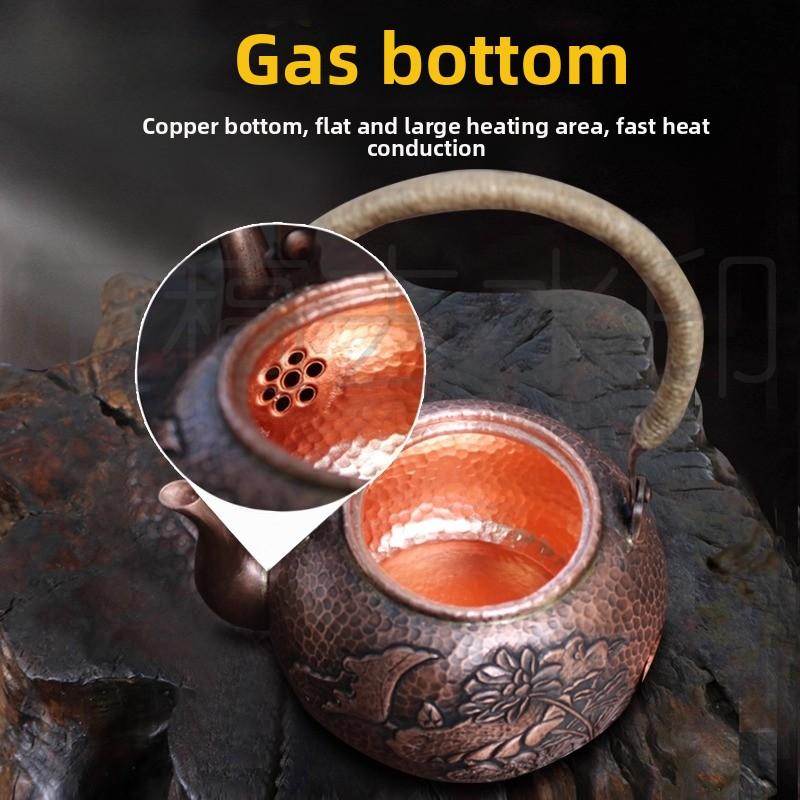 Antique Copper Kettle Handmade Hammer Pattern Red Copper Teapots Thicken Uncoated Kettles Health Tea Set Crafts Chinese Tea Pot