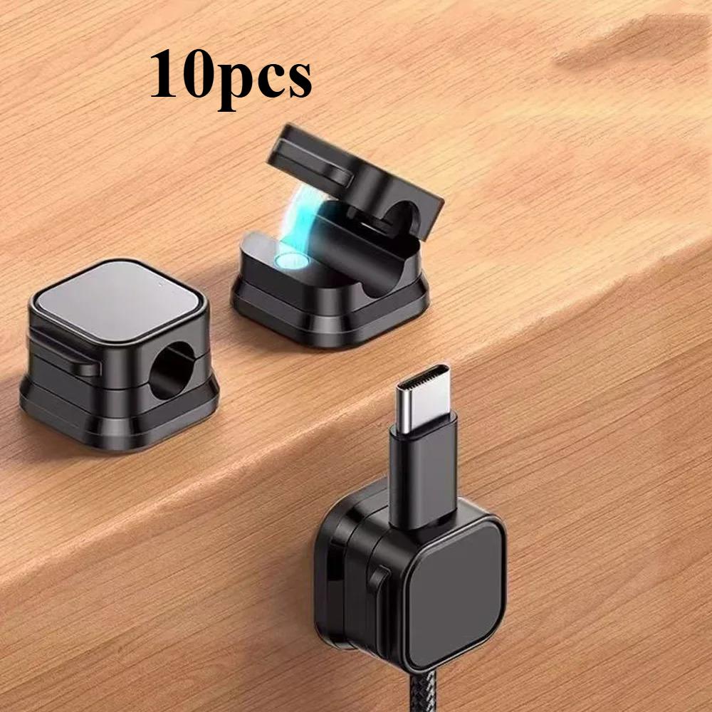 10PCS Magnetic Cable Clips Cable Smooth Adjustable Cord Holder Under Desk Cable Management Wire Keeper Cable Organizer