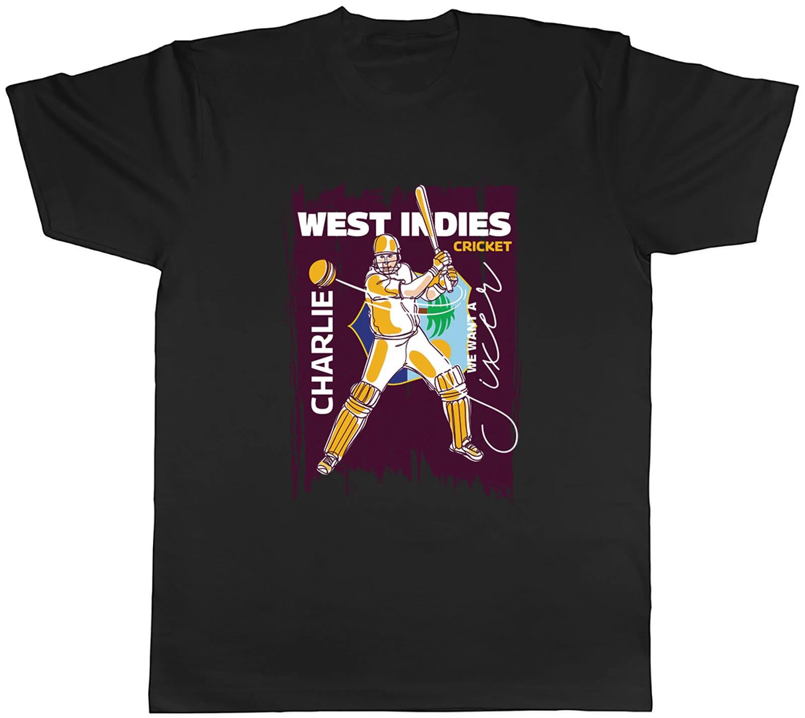 Personalised West Indies Cricket Fan Mens T-Shirt Batsman Hitting Six Runs Tee M