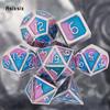 7 Pcs Blue Pink Standard Metal DicePerfect For Rpgs, Board Games, And Card Games.Dice For Games, Dnd Dice Set