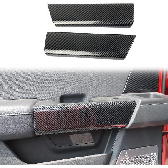 Korlot Carbon Fiber Interior Door Handle molding Cover Trims for Ford F150 2021+ for 2023-2025 F250 F350 Super Duty(Rear Door) 2-Doors (Rear)