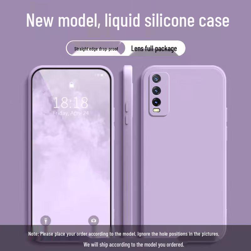 Vivo Y11s Full Coverage Liquid Silicone Phone Case - Solid Color, Anti-Fall, Soft Straight Edge Design
