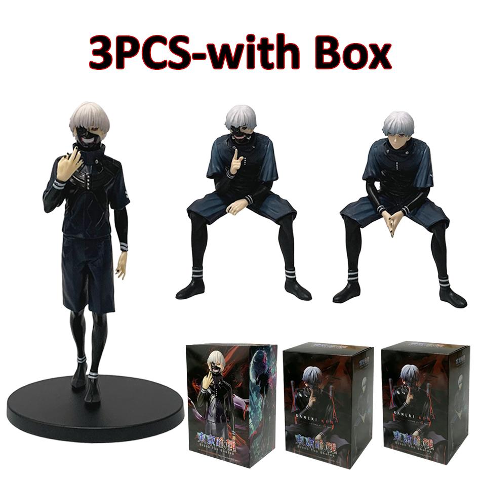 20cm Ken Kaneki Sitting Figure Tokyo Ghoul GK Replaceable Double Head Double Arms Statue with Base Anime Model Toy Deco Boy Gift