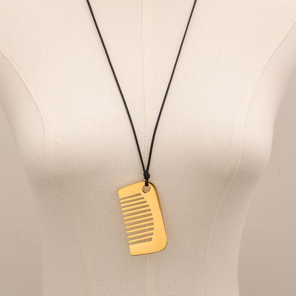 Jiading European and American stainless steel comb pendant necklace sweater chain titanium steel neck chain jewelry