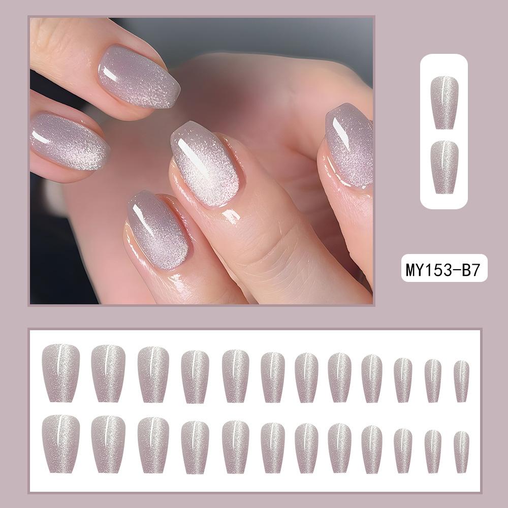 Glänzende Aufdrücknägel Kurz-T Falsche Nägel mit Glitzerakzenten, Einfach anzubringende Falschnägel für den täglichen Gebrauch & besondere Anlässe, Nagelzubehör