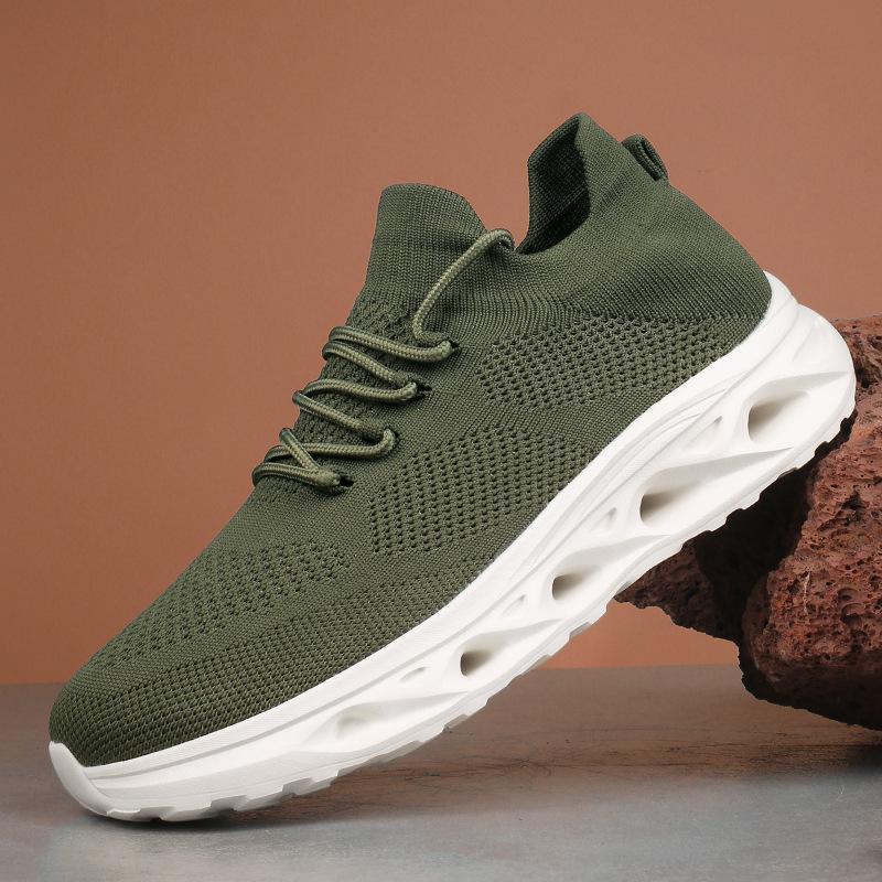 

Large size men s shoes new mesh breathable walking shoes lightweight thick-soled shock-absorbing casual shoes summer 46 армия зеленый