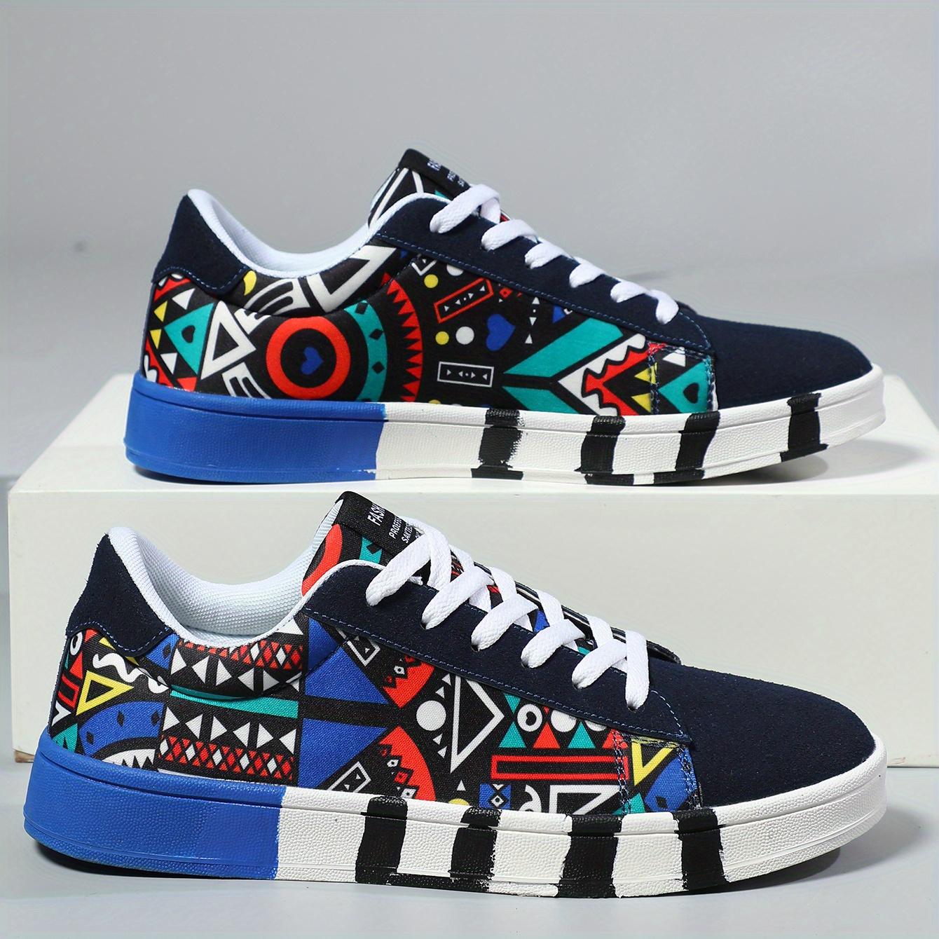 

Модные мужские туфли для скейтбординга в стиле граффити — легкие, дышащие, противоскользящие и удобные кроссовки на подошве на платформе 43 синий