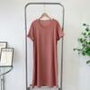 Cotton and Linen Dress Women's Inventory 2025 New Arrival Summer Linen Short Sleeve Mid Length Long Length Skirt Pure Color Temperament Dress