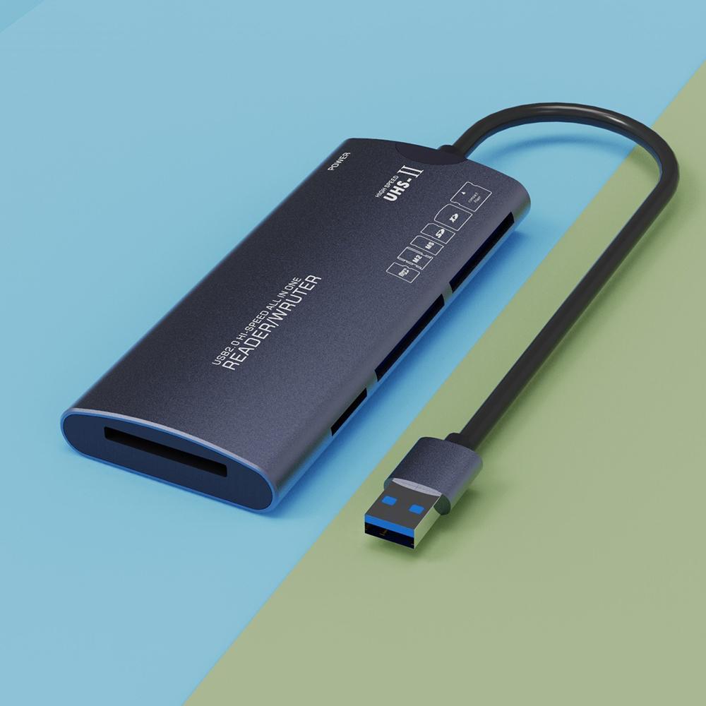 

USB Type C All in One Card Reader Micro SD TF XD CF M2 MS Card Viewing Adapter Aluminum Alloy Memory 6 in 1 Card Writing Dongle