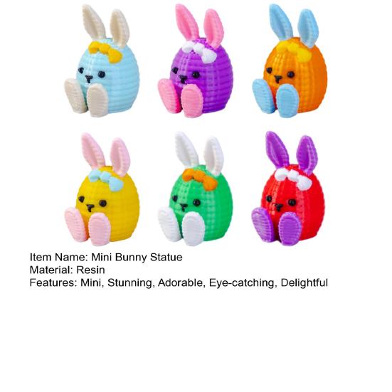 6 st påskminikaninfigurer Harts Små kaninäggsdekorationer för dockhus Sagoträdgård Dekoration Vårfestpresenter