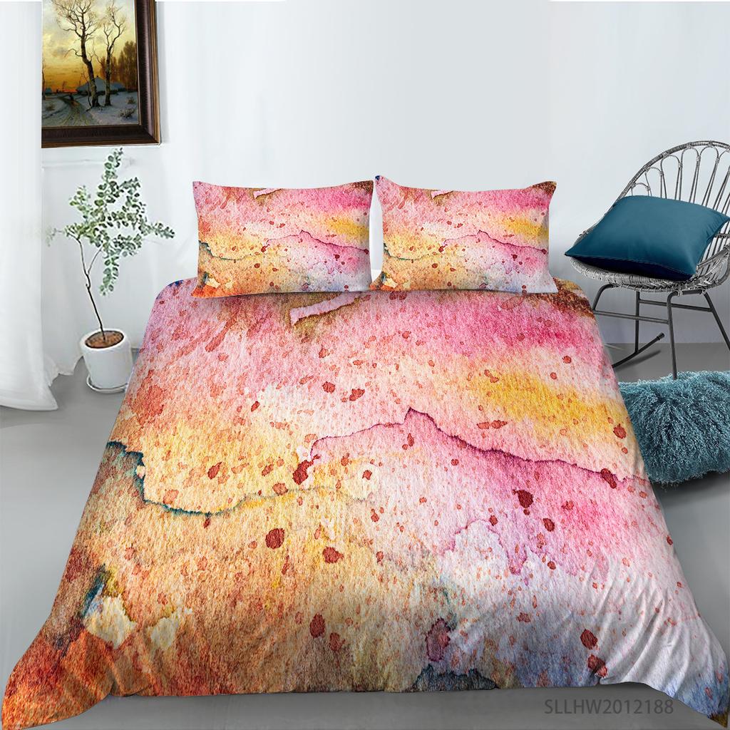Watercolor Splashing Ink 3D Digital Printing Quilt Cover Pillowcase Two Or Three-Piece Set Polyester