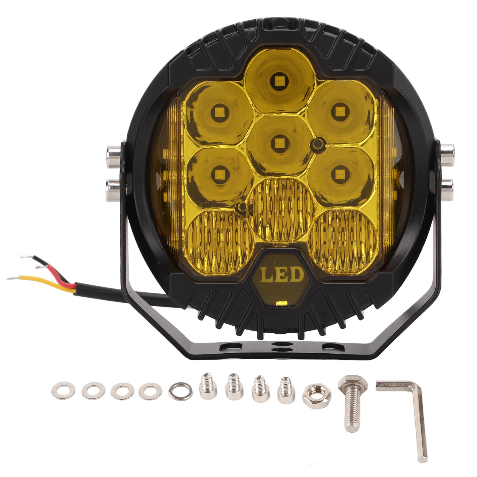 

5-дюймовый светодиодный внедорожный фонарь IP67 водонепроницаемый 90 Вт 5000 лм универсальный прожектор для внедорожника квадроцикла UTV лодки желтый