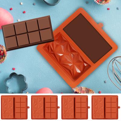 4 PCS Chocolate Bar Mold Silicone Thick Chocolate Bar Mold Rectangle Pistachio Dubai Chocolate Bar Break Apart Candy Molds