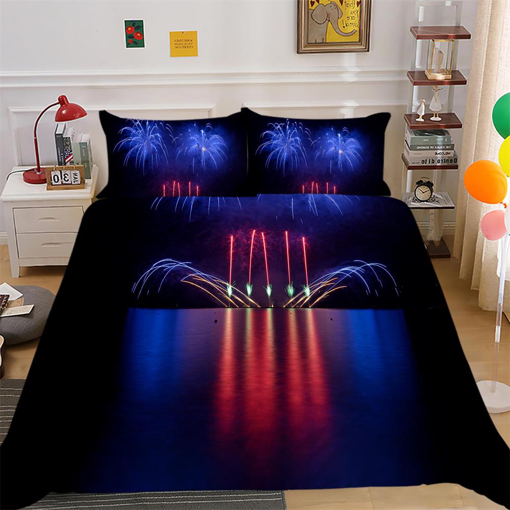 Bedrucktes Trösterbezug-Set „Scenery“, Doppelbettgröße, Mikrofaser-Heimbettwäsche, modische High-End-Heimtextilien für Teenager