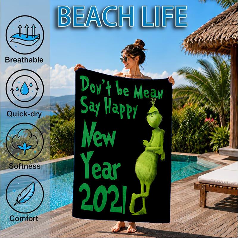 Grin-ch Christmas Spirit Beach Towel, Microfiber Beach Towel, Perfect For Pool, Beach, Travel, Home Decor Beach Party Fan gifts
